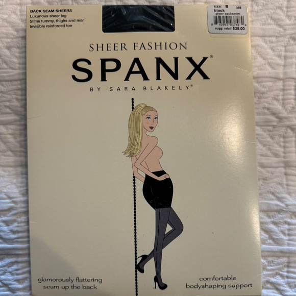 SPANX Sheer Fashion,  Back Seam Sheers, Black, Size B - Picture 1 of 3